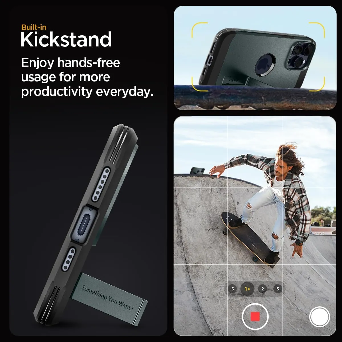 Spigen Tough Armor MagFit Designed for iPhone 15 Pro Max Case (2023) [Kickstand] [Military-Grade Protection] Compatible with MagSafe - Abyss Green