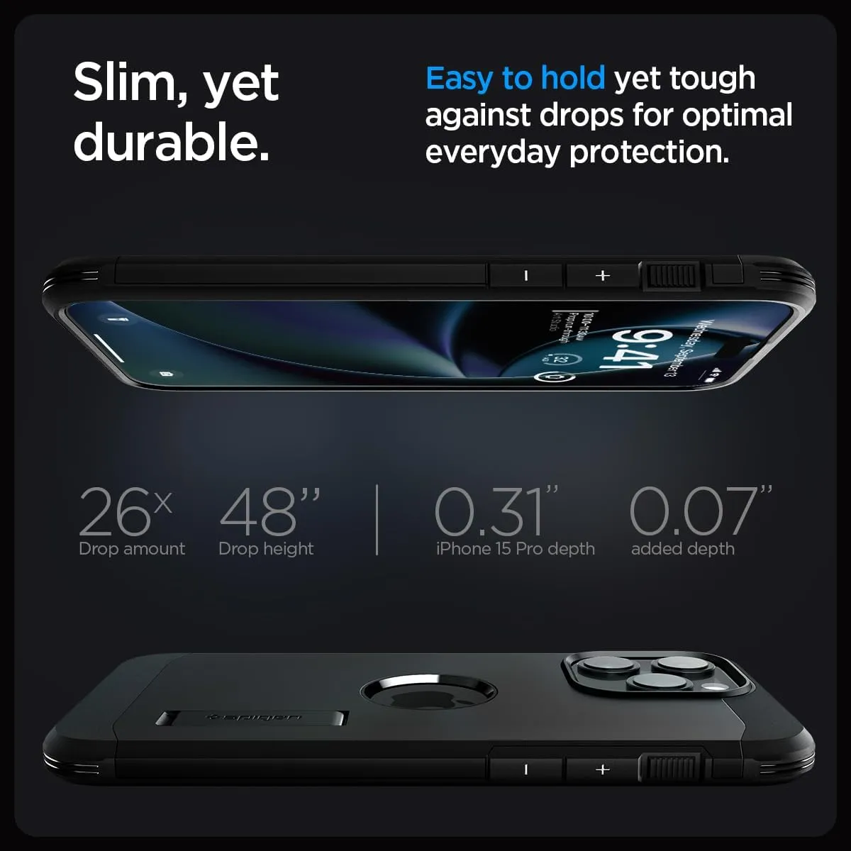 Spigen Tough Armor MagFit Designed for iPhone 15 Pro Max Case (2023) [Kickstand] [Military-Grade Protection] Compatible with MagSafe - Black