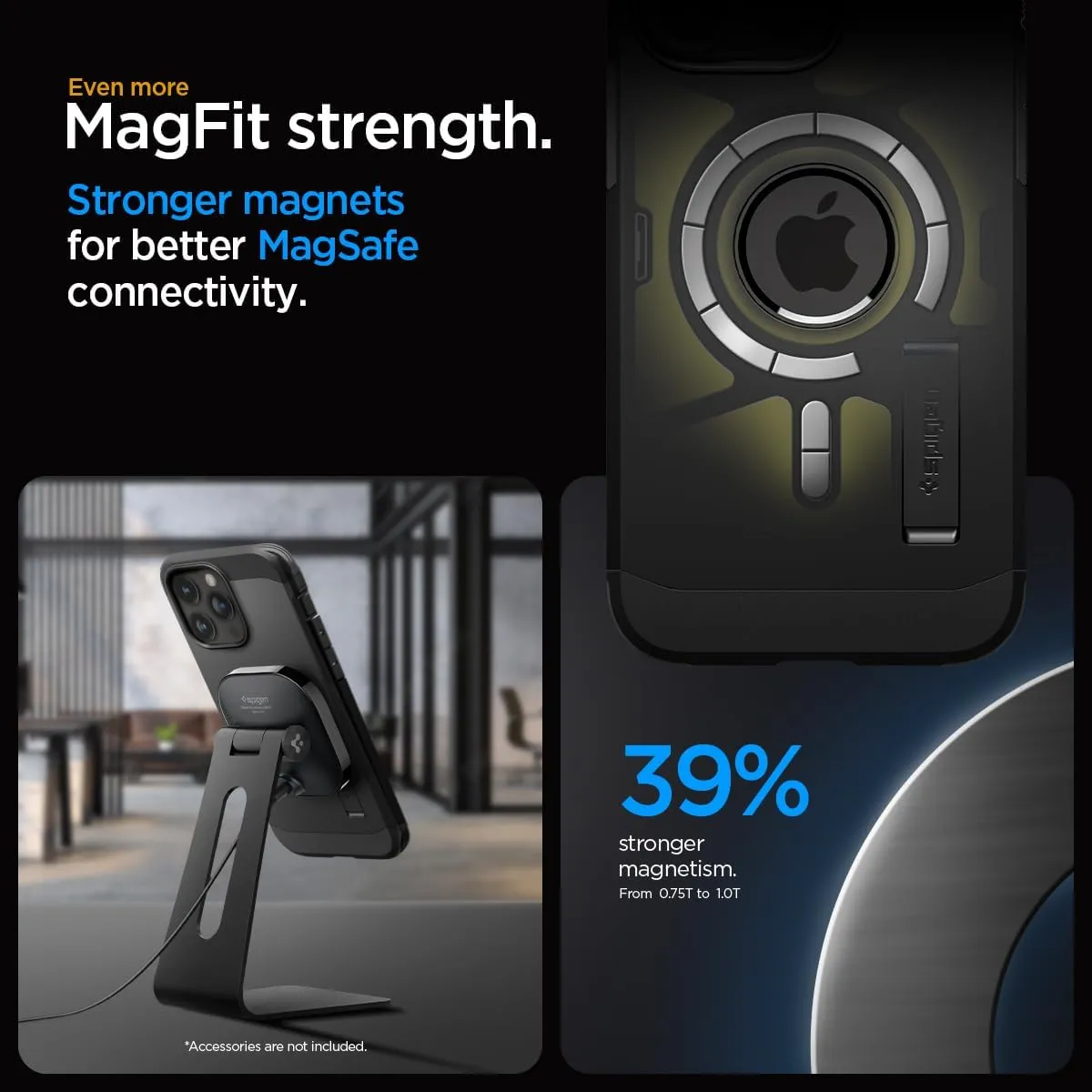 Spigen Tough Armor MagFit Designed for iPhone 15 Pro Max Case (2023) [Kickstand] [Military-Grade Protection] Compatible with MagSafe - Black