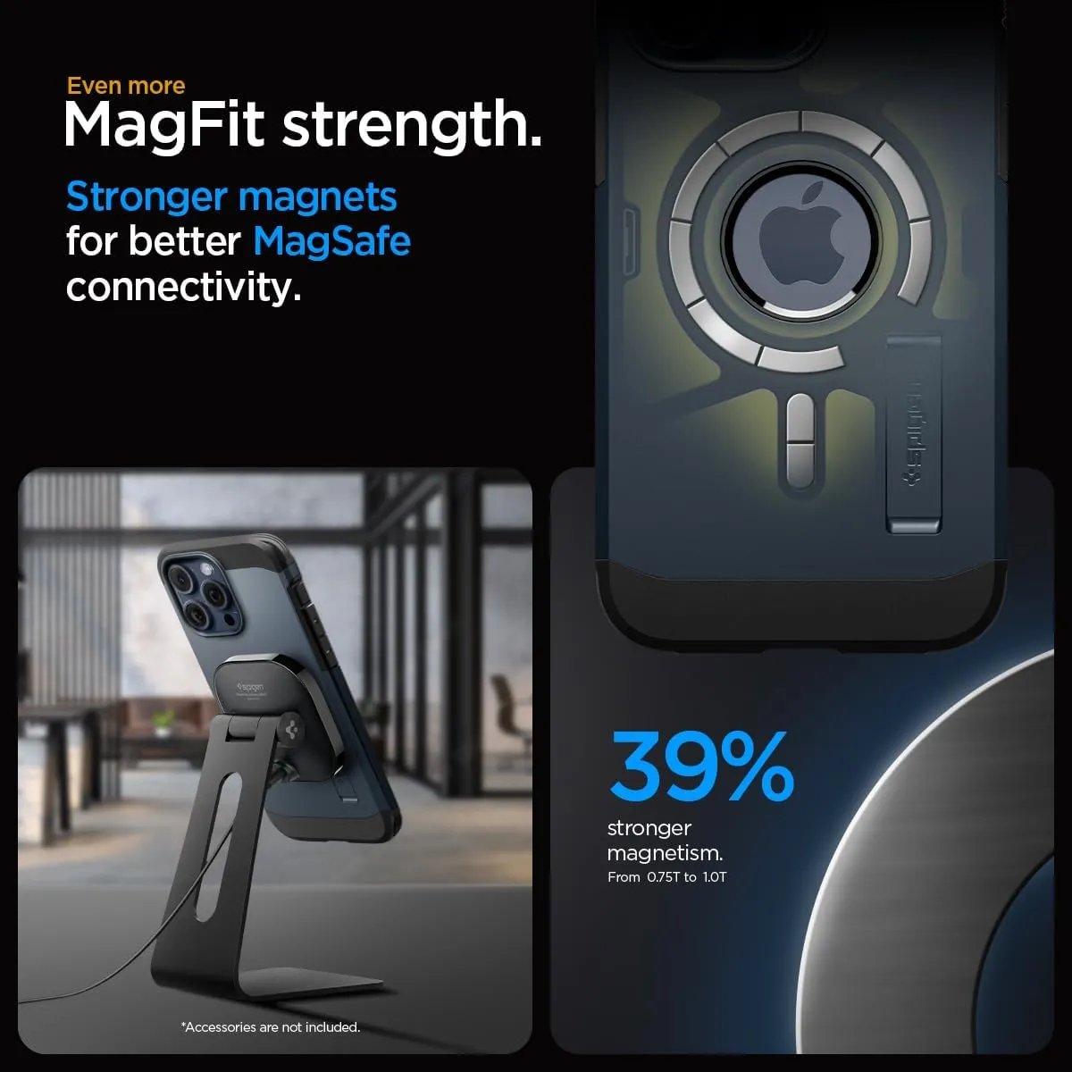 Spigen Tough Armor MagFit Designed for iPhone 15 Pro Max Case (2023) [Kickstand] [Military-Grade Protection] Compatible with MagSafe - Metal Slate