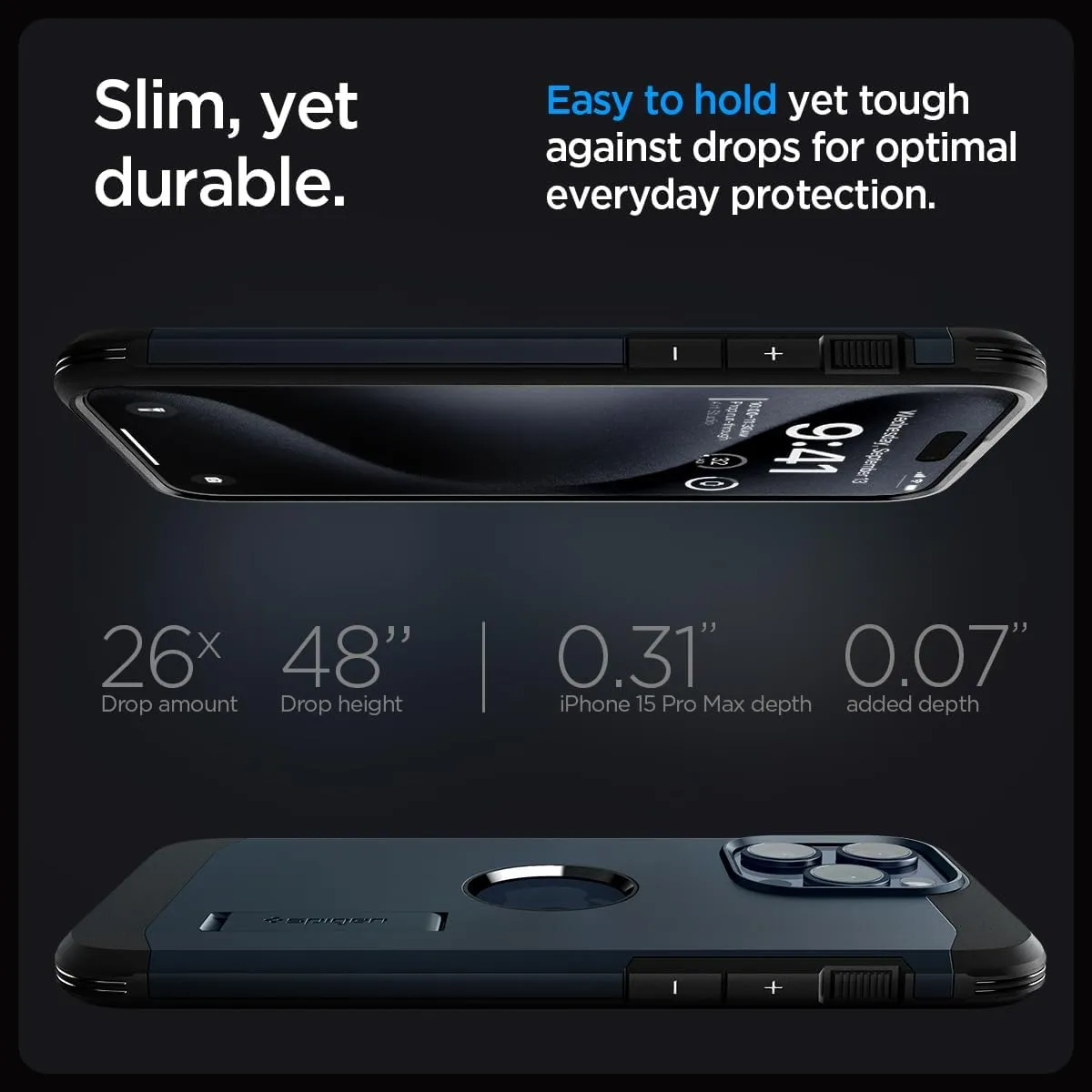 Spigen Tough Armor MagFit Designed for iPhone 15 Pro Max Case (2023) [Kickstand] [Military-Grade Protection] Compatible with MagSafe - Metal Slate