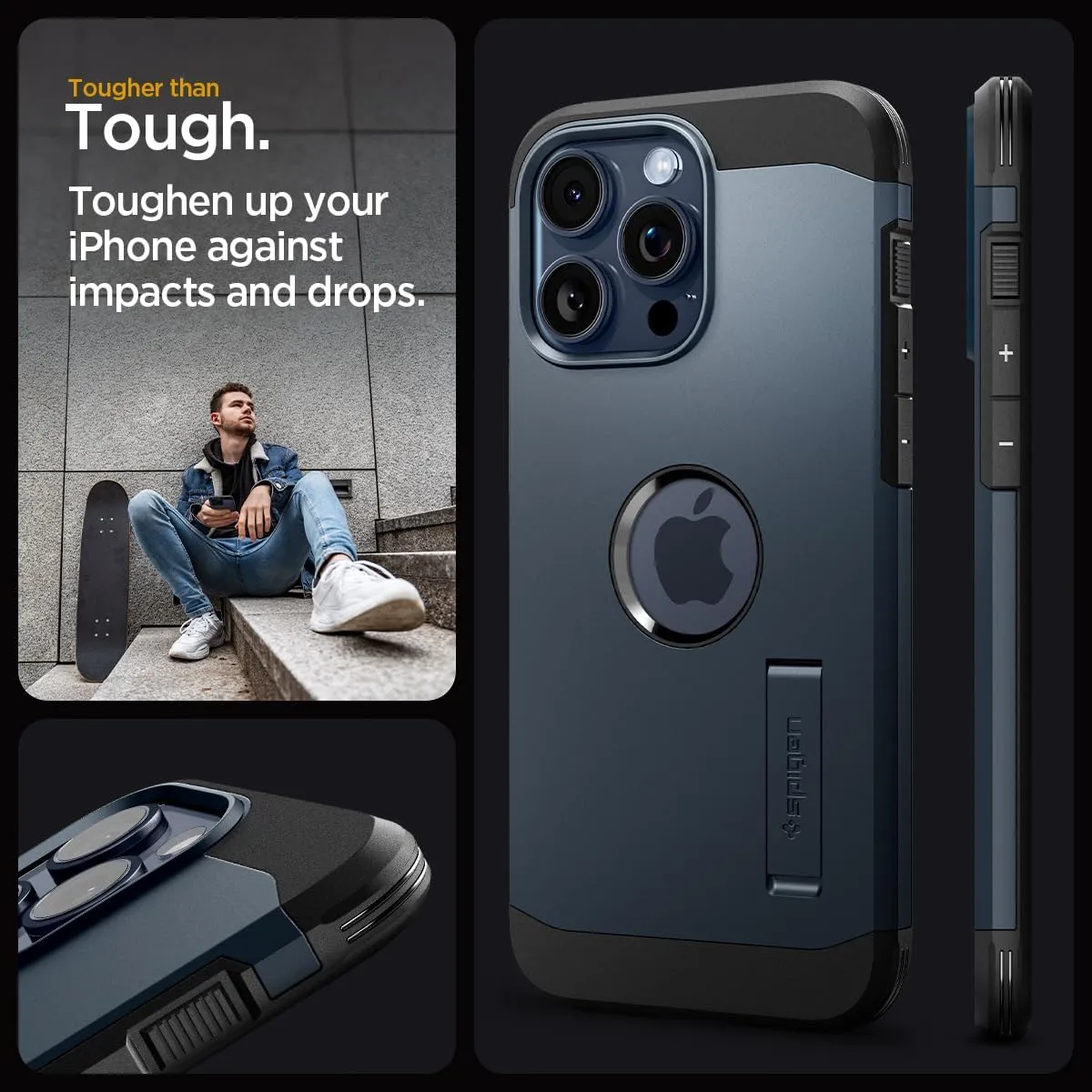 Spigen Tough Armor MagFit Designed for iPhone 15 Pro Max Case (2023) [Kickstand] [Military-Grade Protection] Compatible with MagSafe - Metal Slate