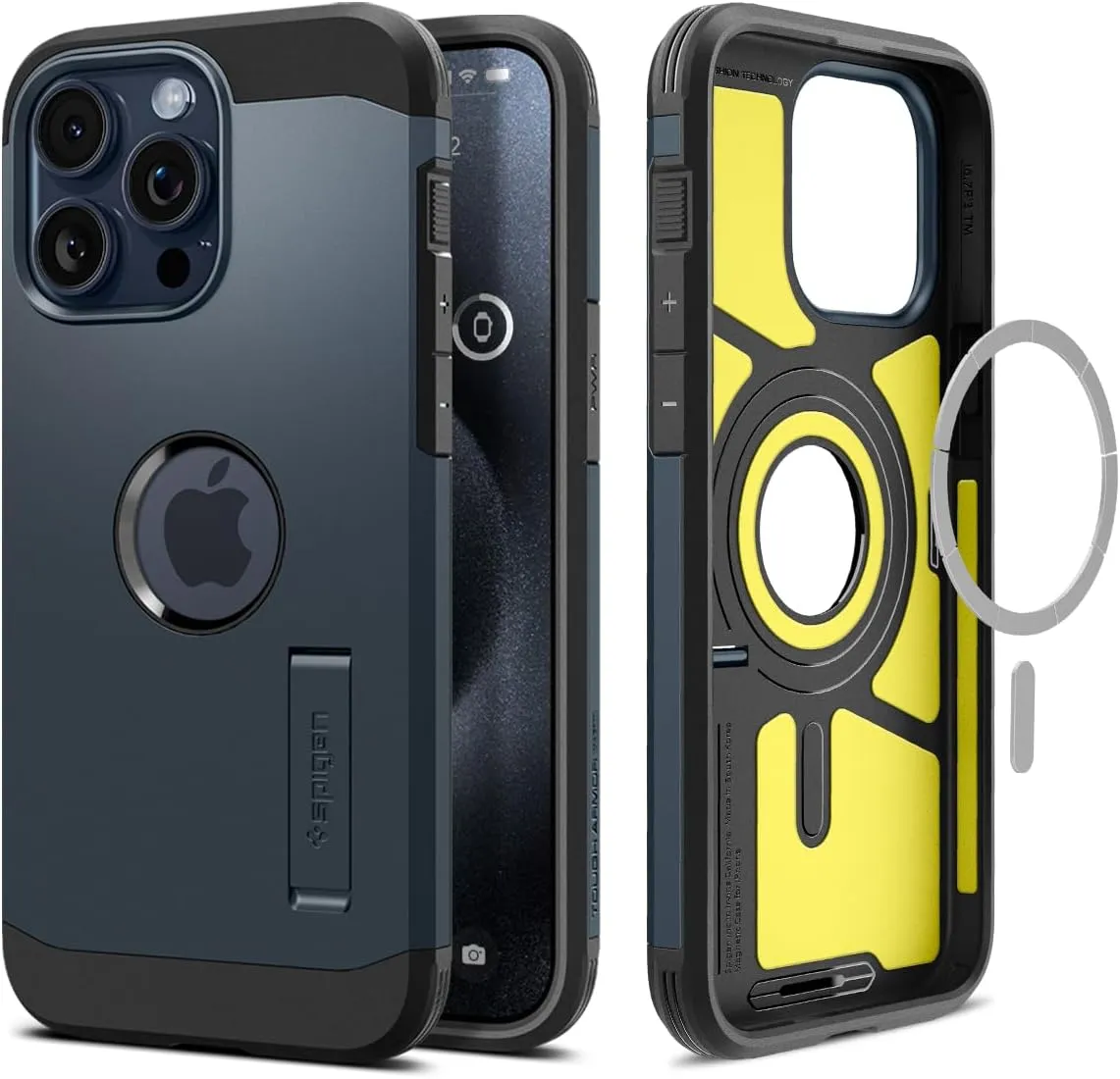 Spigen Tough Armor MagFit Designed for iPhone 15 Pro Max Case (2023) [Kickstand] [Military-Grade Protection] Compatible with MagSafe - Metal Slate
