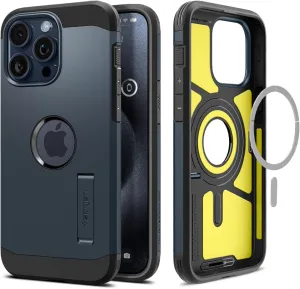 Spigen Tough Armor MagFit Designed for iPhone 15 Pro Max Case (2023) [Kickstand] [Military-Grade Protection] Compatible with MagSafe - Metal Slate
