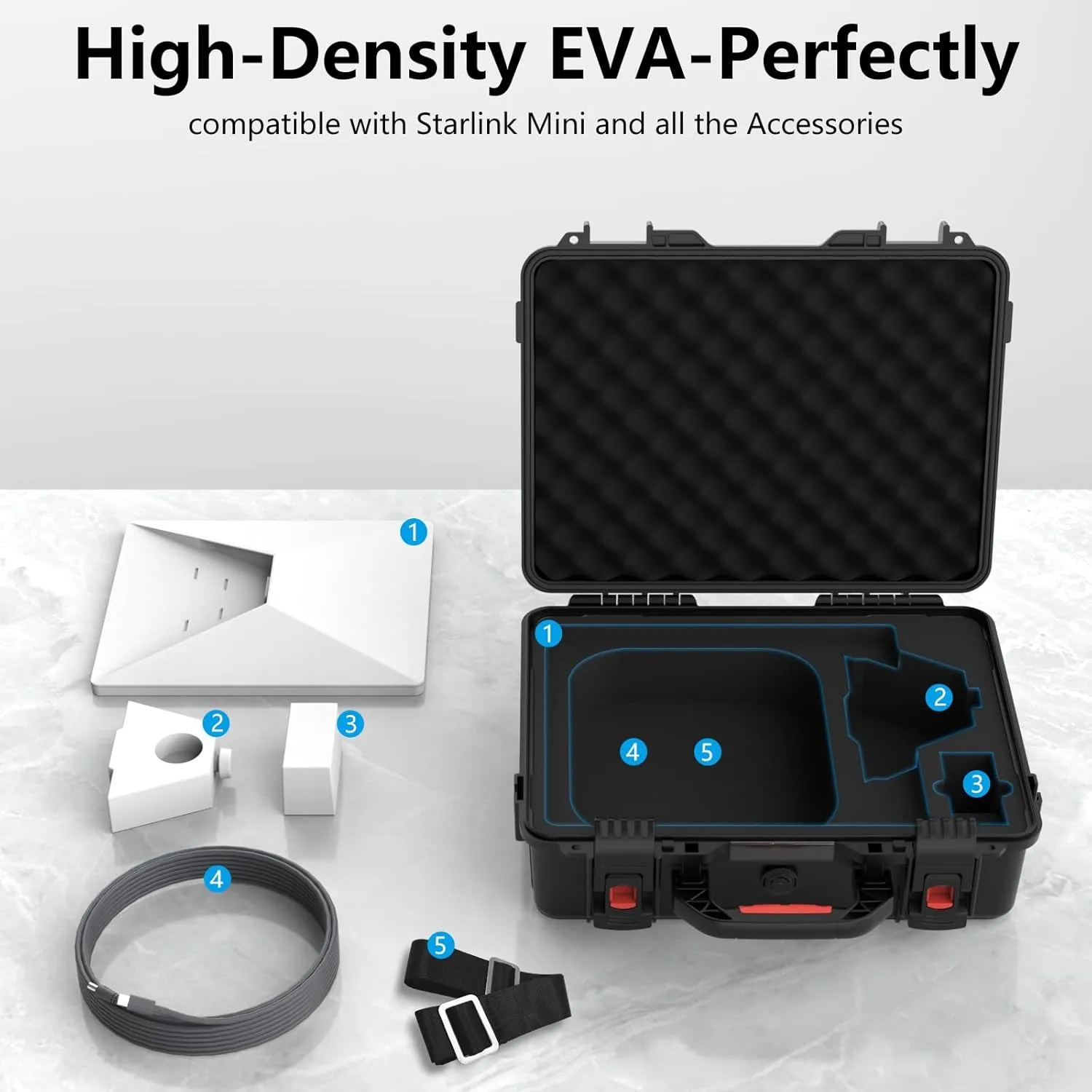 Starlink Mini Case, IP67 Waterproof Hard case Fits Star Link Mini Dish, Portable Shoulder Dual Carry Options with Precision Cut Foam For Starlink Accessories,Ideal for Travel and Camping