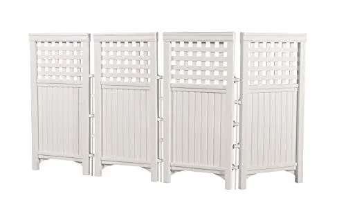 Suncast 4 Enclosure Freestanding Steel Resin Reversible Panel Outdoor Screen TRE, 4 panles (pack of 1), White