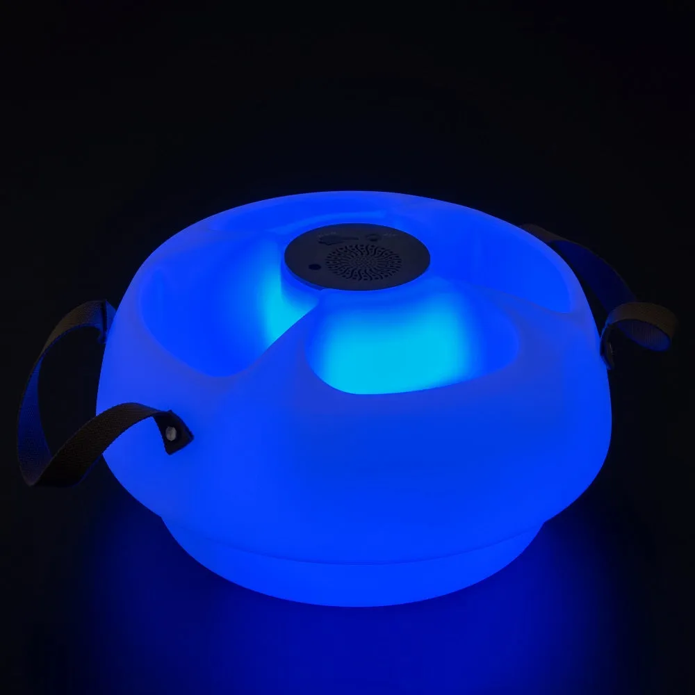 SUNJOY Floating Drink Holder with Ip66 Waterproof Bluetooth Speaker, Portable Bluetooth 5.0 Pool Speaker with  RGB Light and Remote Controller