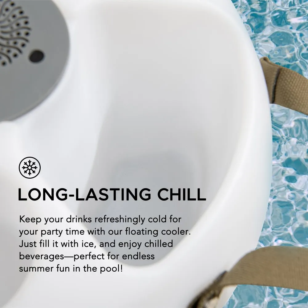 SUNJOY Floating Drink Holder with Ip66 Waterproof Bluetooth Speaker, Portable Bluetooth 5.0 Pool Speaker with  RGB Light and Remote Controller