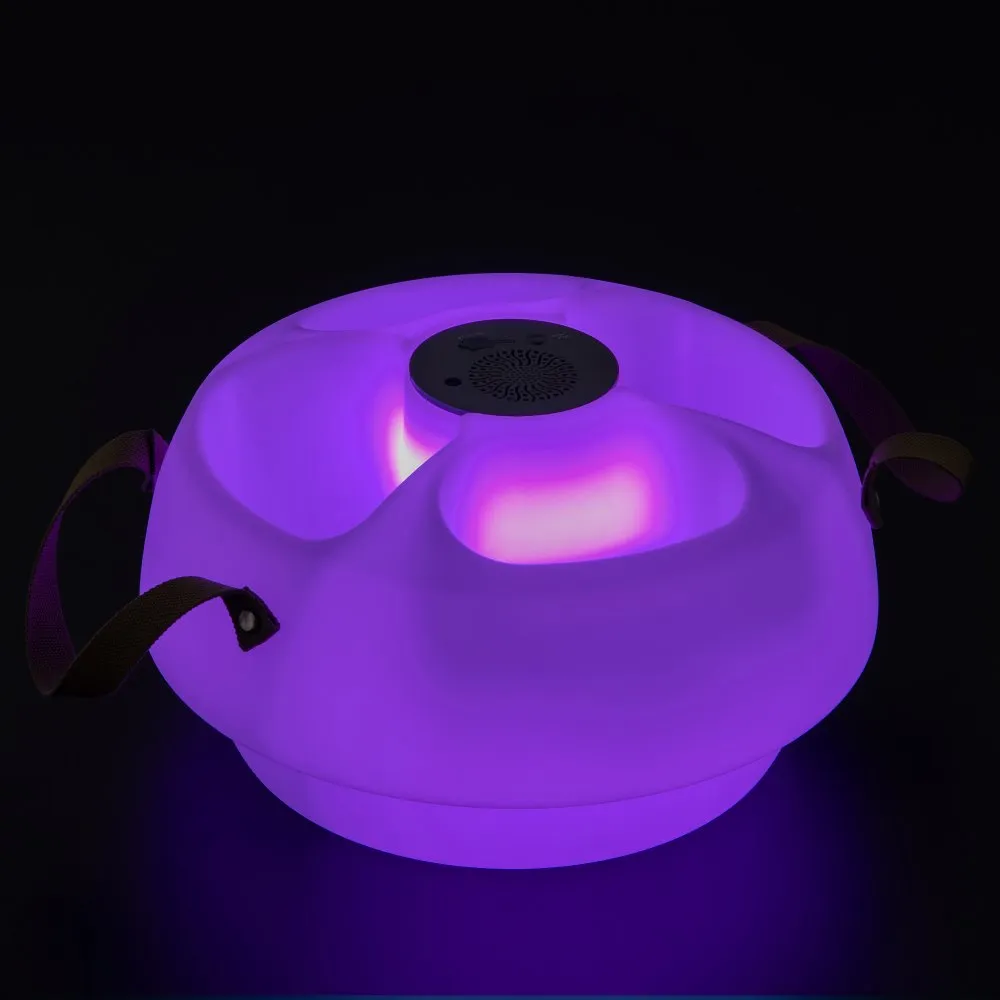 SUNJOY Floating Drink Holder with Ip66 Waterproof Bluetooth Speaker, Portable Bluetooth 5.0 Pool Speaker with  RGB Light and Remote Controller