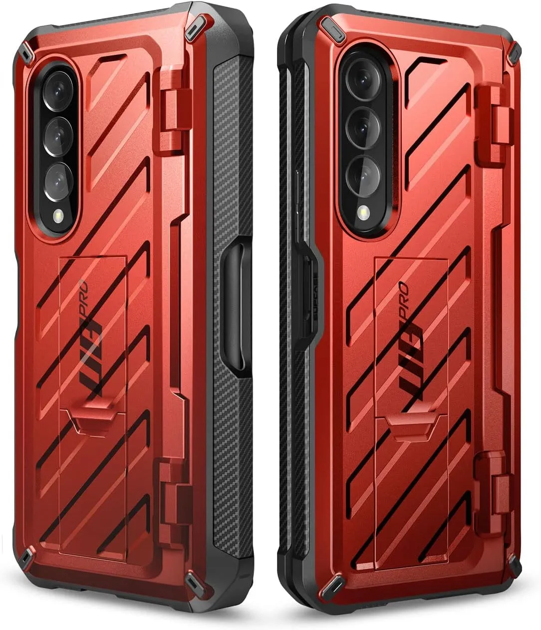 SUPCASE for Galaxy Z Fold 3 Case with S Pen Holder (Unicorn Beetle Pro), [Built-in Screen Protector & Stand] [Military-Grade Protection] Heavy Duty Protective Phone Case for Samsung Fold 3, Ruddy