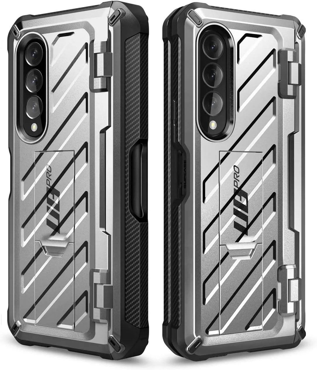 SUPCASE for Galaxy Z Fold 3 Case with S Pen Holder (Unicorn Beetle Pro), [Built-in Screen Protector & Stand] [Military-Grade Protection] Heavy Duty Protective Phone Case for Samsung Fold 3, Silver