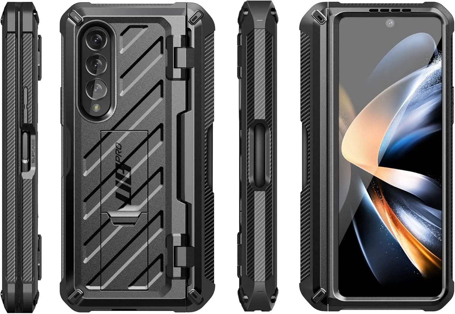 SUPCASE for Galaxy Z Fold 4 Case with S Pen Holder (Unicorn Beetle Pro), [Built-in Screen Protector & Stand] [Military-Grade Protection] Heavy Duty Protective Phone Case for Samsung Fold 4, Black