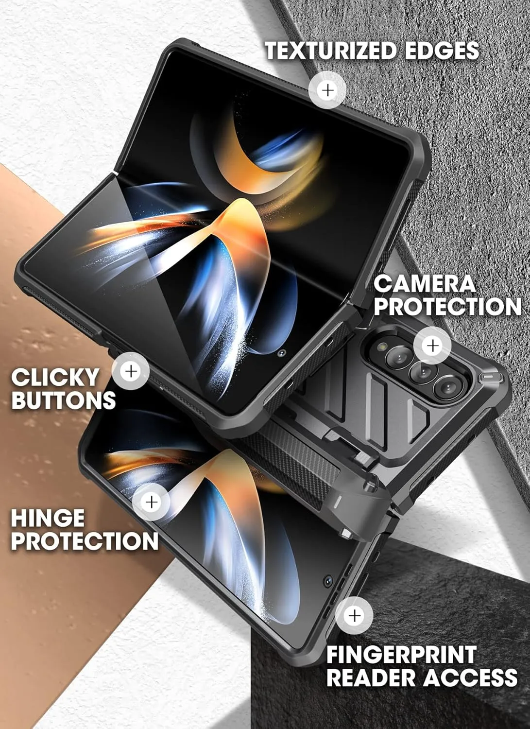 SUPCASE for Galaxy Z Fold 4 Case with S Pen Holder (Unicorn Beetle Pro), [Built-in Screen Protector & Stand] [Military-Grade Protection] Heavy Duty Protective Phone Case for Samsung Fold 4, Black