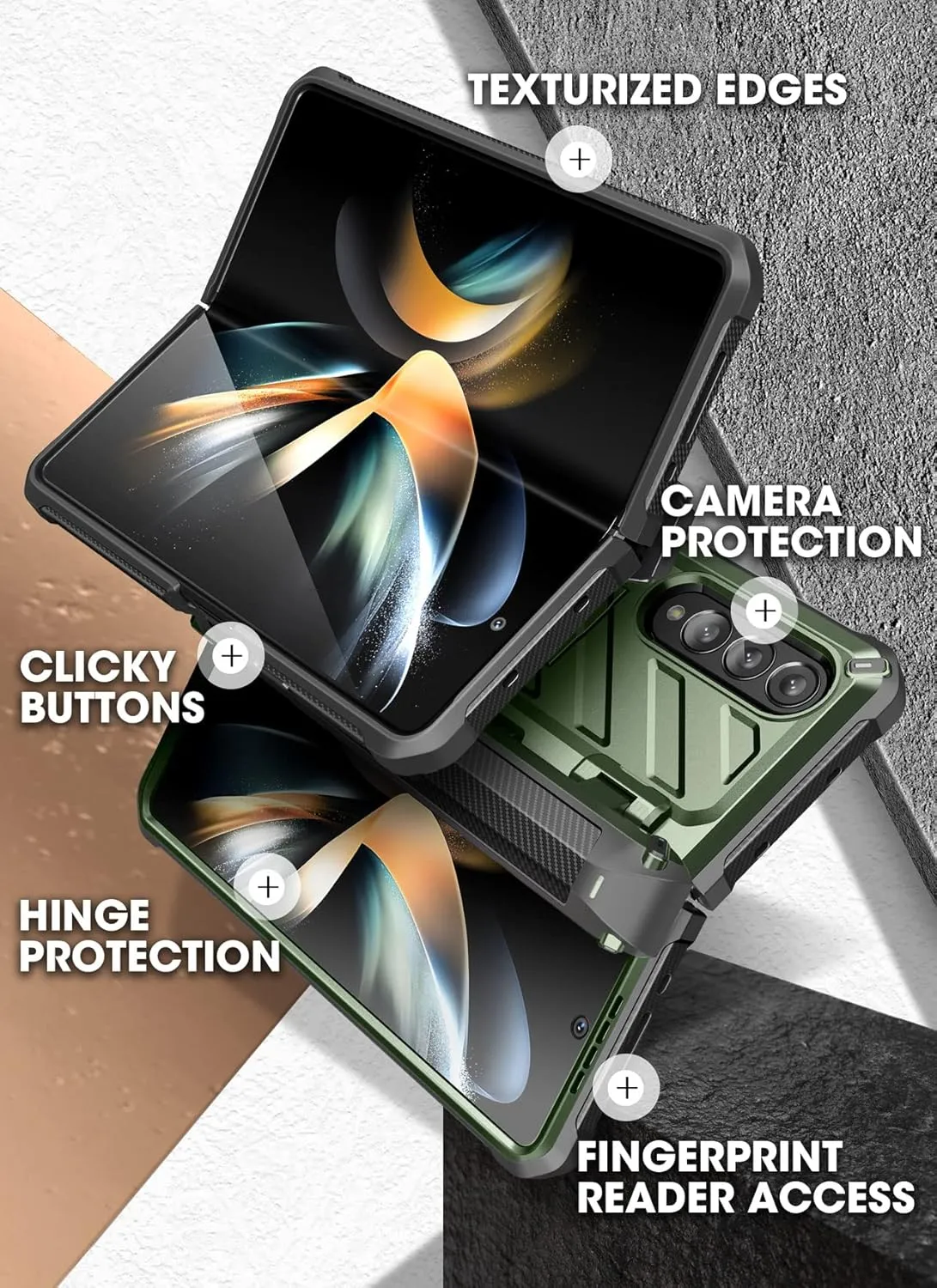 SupCase for Galaxy Z Fold 4 Case with S Pen Holder (Unicorn Beetle Pro), [Built-in Screen Protector & Stand] [Military-Grade Protection] Heavy Duty Protective Phone Case for Samsung Fold 4, Guldan