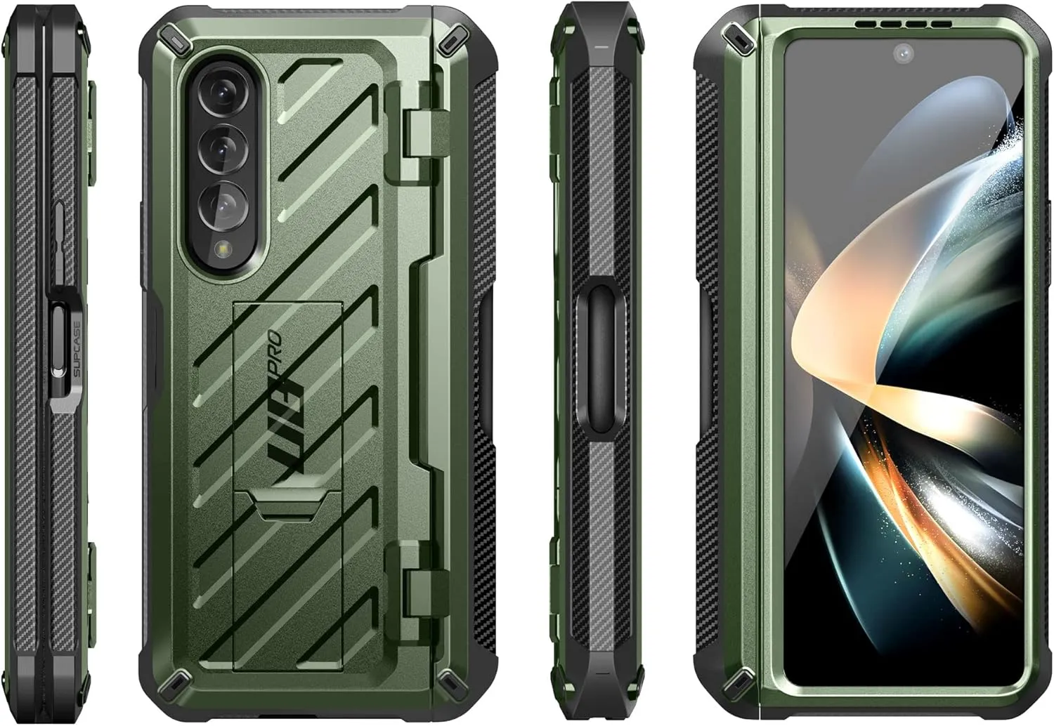 SupCase for Galaxy Z Fold 4 Case with S Pen Holder (Unicorn Beetle Pro), [Built-in Screen Protector & Stand] [Military-Grade Protection] Heavy Duty Protective Phone Case for Samsung Fold 4, Guldan