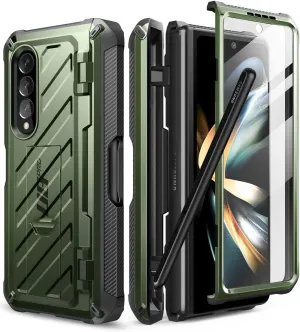 SupCase for Galaxy Z Fold 4 Case with S Pen Holder (Unicorn Beetle Pro), [Built-in Screen Protector & Stand] [Military-Grade Protection] Heavy Duty Protective Phone Case for Samsung Fold 4, Guldan