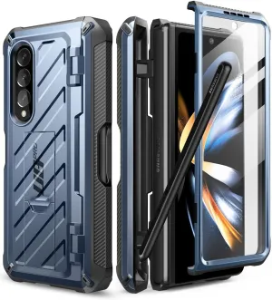 SupCase for Galaxy Z Fold 4 Case with S Pen Holder (Unicorn Beetle Pro), [Built-in Screen Protector & Stand] [Military-Grade Protection] Heavy Duty Protective Phone Case for Samsung Fold 4, Tilt