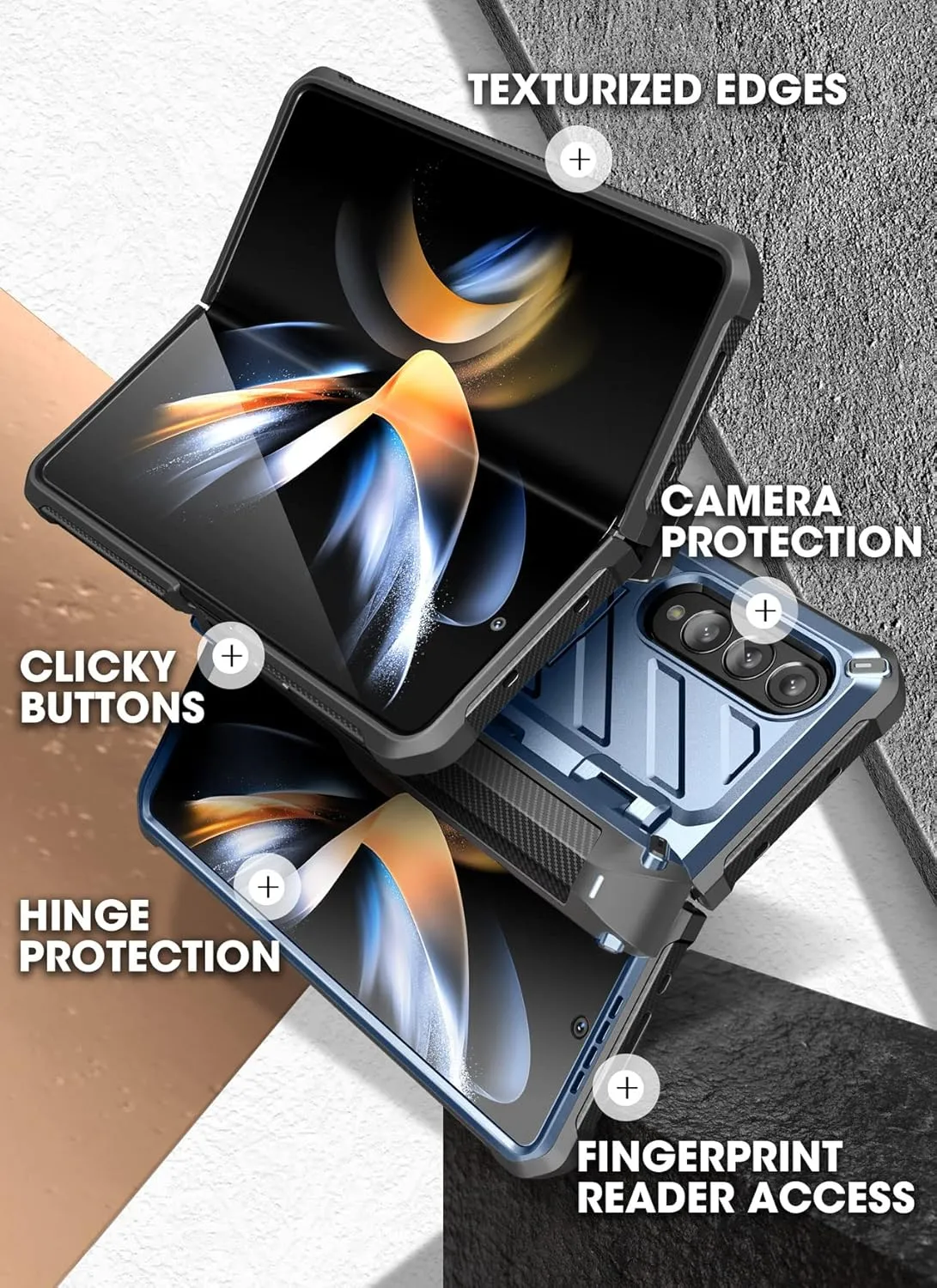 SupCase for Galaxy Z Fold 4 Case with S Pen Holder (Unicorn Beetle Pro), [Built-in Screen Protector & Stand] [Military-Grade Protection] Heavy Duty Protective Phone Case for Samsung Fold 4, Tilt