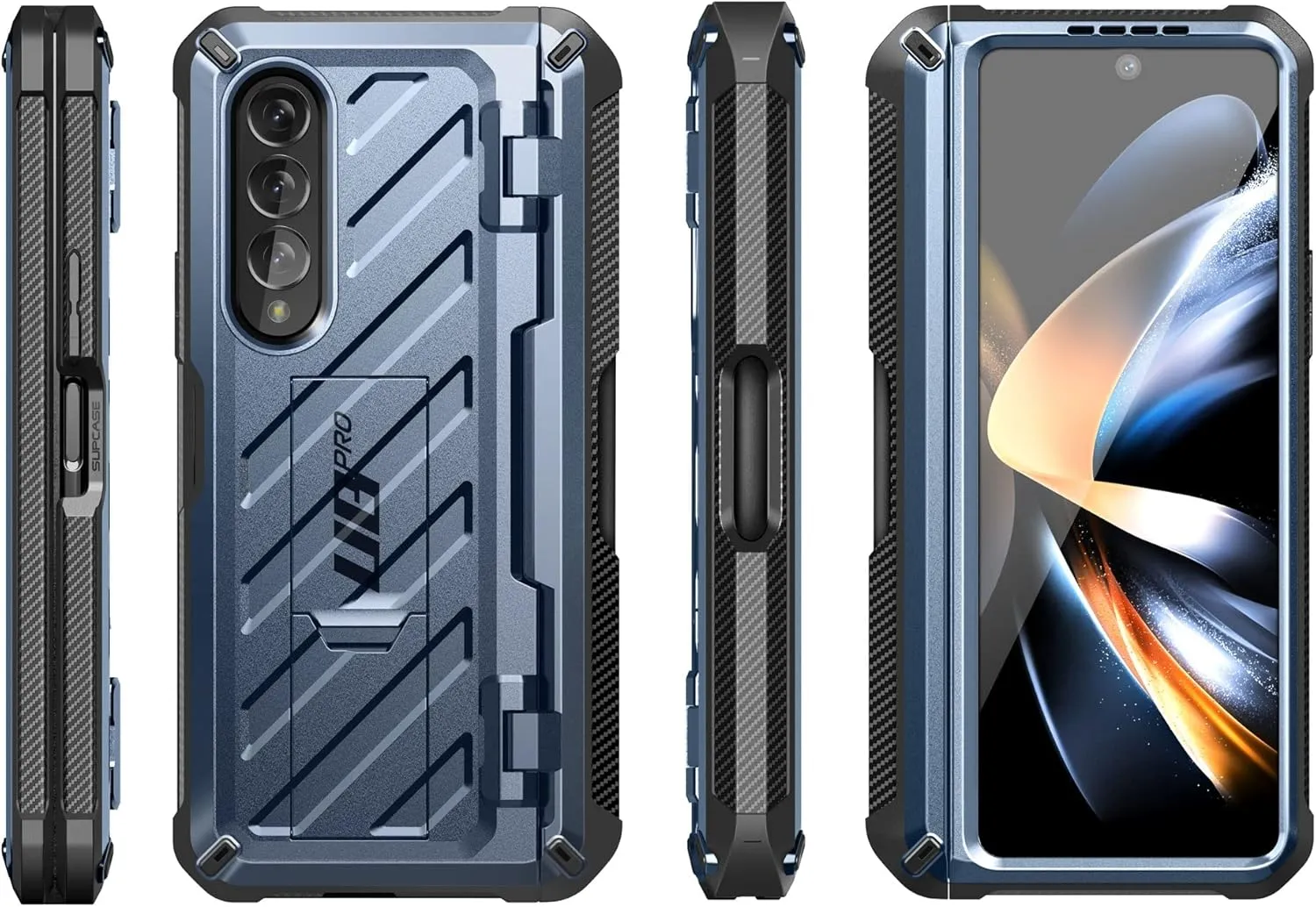 SupCase for Galaxy Z Fold 4 Case with S Pen Holder (Unicorn Beetle Pro), [Built-in Screen Protector & Stand] [Military-Grade Protection] Heavy Duty Protective Phone Case for Samsung Fold 4, Tilt