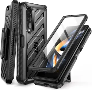 SUPCASE for Galaxy Z Fold 4 Case with Stand & Belt-Clip (Unicorn Beetle), [Built-in Screen Protector] [Military-Grade Drop Protection] Heavy Duty Protective Phone Case for Samsung Fold 4, Black