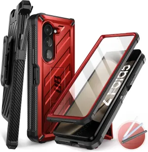 SUPCASE for Galaxy Z Fold 5 Case (Unicorn Beetle), [Belt Clip with S Pen Holder] [Built-in Screen Protector & Stand] Heavy Duty Shockproof Protective Rugged Phone Case for Samsung Fold 5, Ruddy