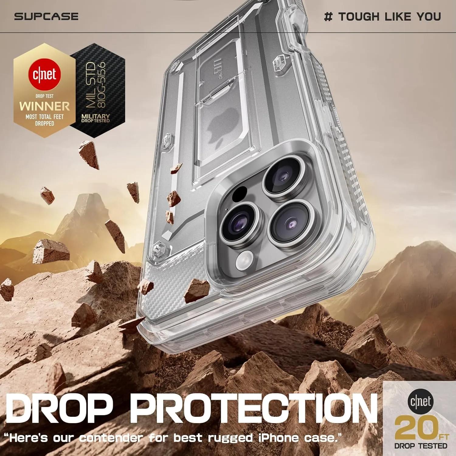 SUPCASE for iPhone 16 Pro Case with Screen Protector (Unicorn Beetle Pro), [Built-in Stand & Belt-Clip] [Military-Grade Protection] Full Body Heavy Duty Phone Case for iPhone 16 Pro 6.3'' 2024, Clear