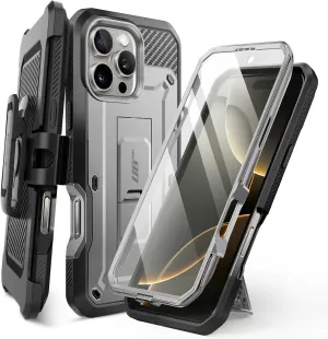 SUPCASE for iPhone 16 Pro Case with Screen Protector (Unicorn Beetle Pro), [Built-in Stand & Belt-Clip] [Military-Grade Protection] Full Body Heavy Duty Phone Case for iPhone 16 Pro 6.3'' 2024, TiGray