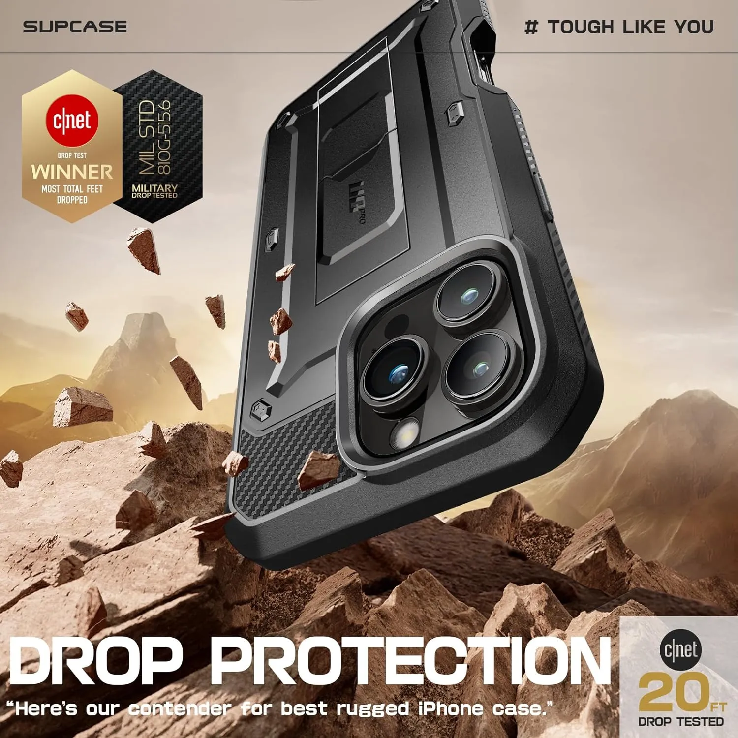 SUPCASE for iPhone 16 Pro Case with Screen Protector (Unicorn Beetle Pro), [Built-in Stand & Belt-Clip] [Military-Grade Protection] Full Body Heavy Duty Phone Case for iPhone 6.3 Inch 2024, Black