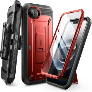 SUPCASE for iPhone 16e Case with Screen Protector (Unicorn Beetle Pro), [Built-in Stand & Belt-Clip] [Military-Grade Protection] Full Body Phone Case for iPhone 16e 6.1'' 2025, Ruddy
