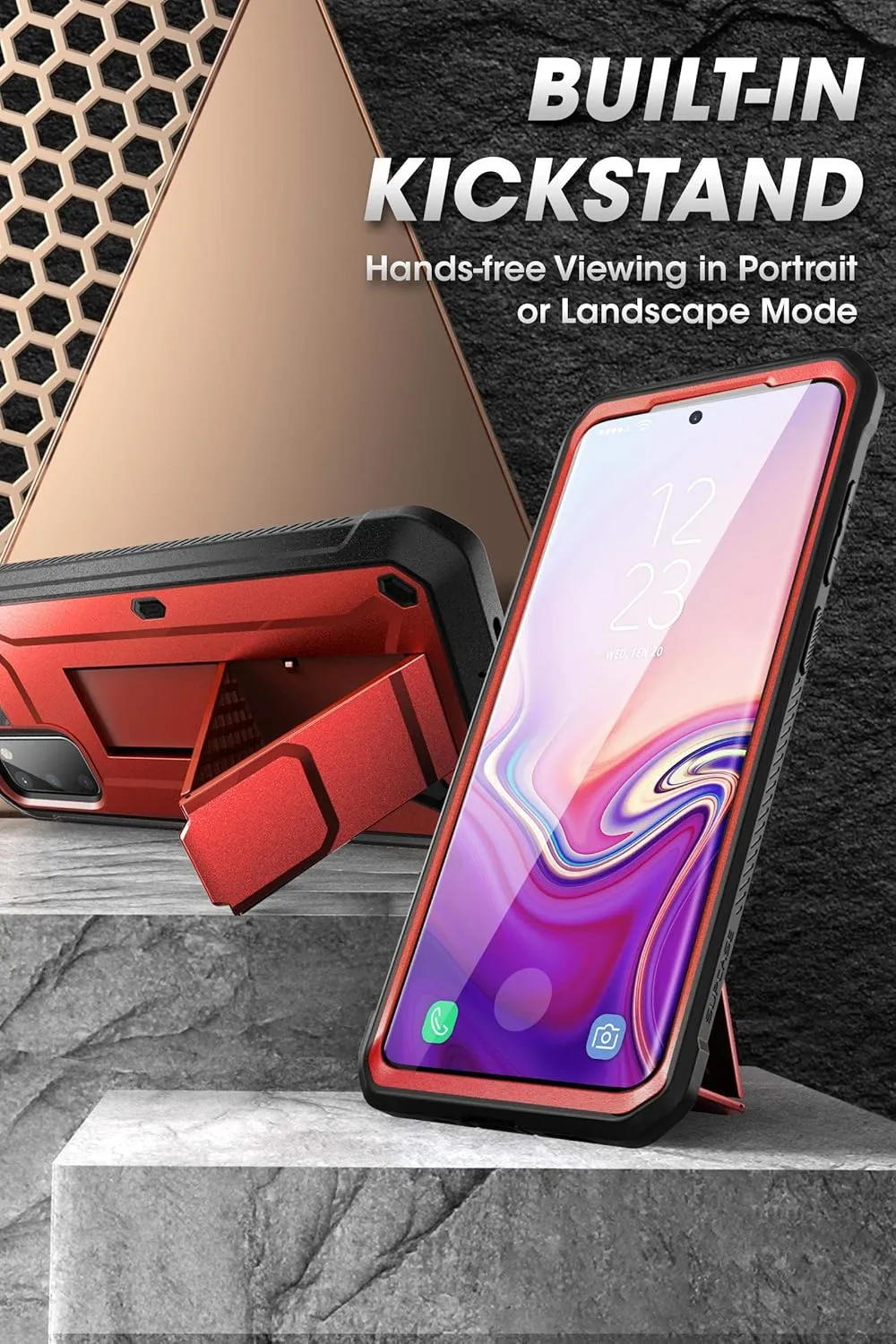 SUPCASE for Samsung Galaxy S20 FE 5G Case with Screen Protector (Unicorn Beetle Pro), [Built-in Stand & Belt-Clip] Heavy Duty Full-Body Rugged Protective Phone Case for Samsung S20 FE 5G, Red