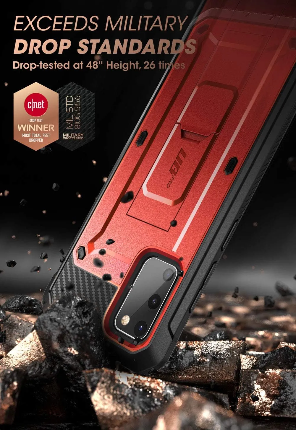 SUPCASE for Samsung Galaxy S20 FE 5G Case with Screen Protector (Unicorn Beetle Pro), [Built-in Stand & Belt-Clip] Heavy Duty Full-Body Rugged Protective Phone Case for Samsung S20 FE 5G, Red