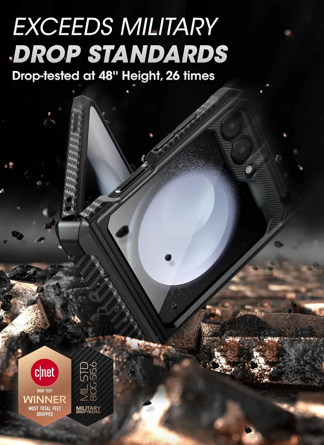 SUPCASE for Samsung Galaxy Z Flip 5 Case with Stand & Belt-Clip (Unicorn Beetle Pro), [Hinge Protection] [Front Screen Protector] Dual Layer Rugged Protective Phone Case for Galaxy Z Flip 5, Black