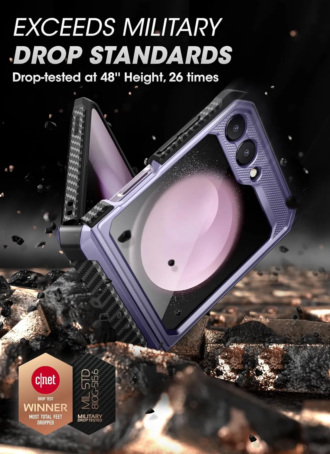 SUPCASE for Samsung Galaxy Z Flip 5 Case with Stand & Belt-Clip (Unicorn Beetle Pro), [Hinge Protection] [Front Screen Protector] Dual Layer Rugged Protective Phone Case for Galaxy Z Flip 5, Mauve