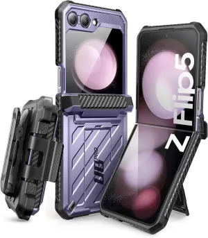 SUPCASE for Samsung Galaxy Z Flip 5 Case with Stand & Belt-Clip (Unicorn Beetle Pro), [Hinge Protection] [Front Screen Protector] Dual Layer Rugged Protective Phone Case for Galaxy Z Flip 5, Mauve