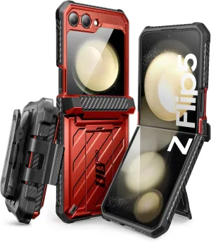 SUPCASE for Samsung Galaxy Z Flip 5 Case with Stand & Belt-Clip (Unicorn Beetle Pro), [Hinge Protection] [Front Screen Protector] Dual Layer Rugged Protective Phone Case for Galaxy Z Flip 5, Ruddy