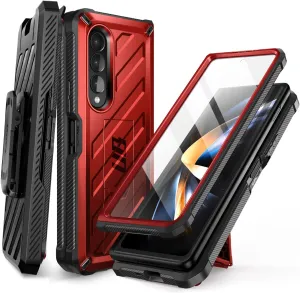 SUPCASE Unicorn Beetle Case for Galaxy Z Fold 4 5G (2022 Release), Rugged Belt Clip Shockproof Protective Case with Built-in Screen Protector & Kickstand (Ruddy)