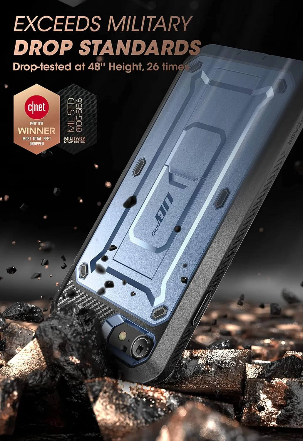 SUPCASE Unicorn Beetle Pro for iPhone SE 2022/iPhone SE 2020/iPhone 8/iPhone 7, Built-in Screen Protector (Cerulean)