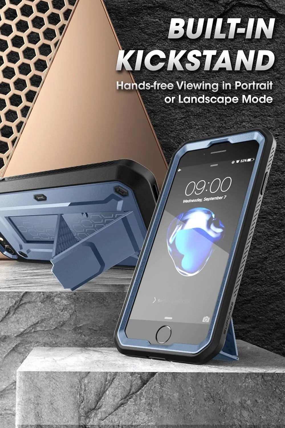 SUPCASE Unicorn Beetle Pro for iPhone SE 2022/iPhone SE 2020/iPhone 8/iPhone 7, Built-in Screen Protector (Cerulean)