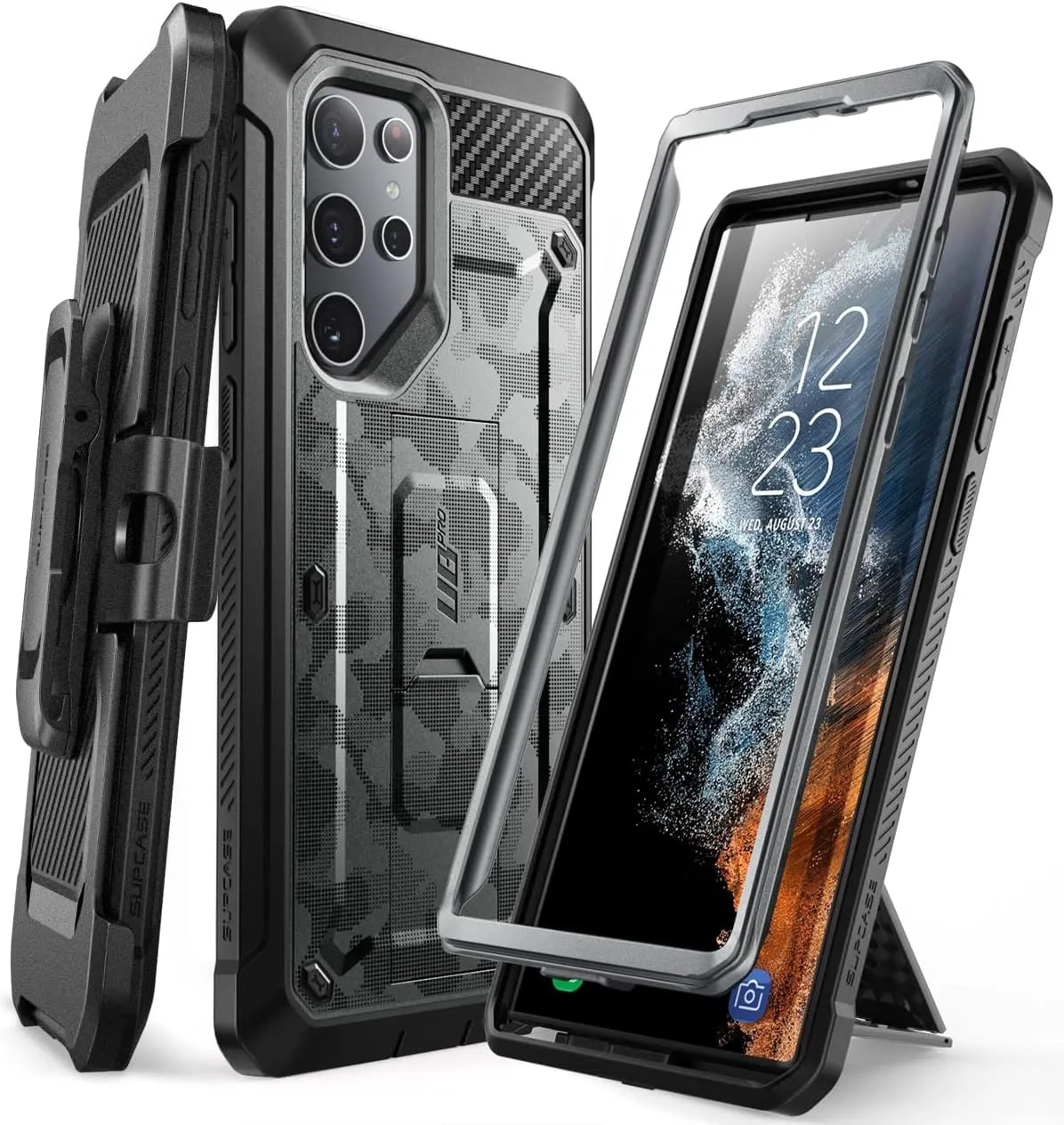 SUPCASE Unicorn Beetle Pro Series Case for Samsung Galaxy S22 Ultra 5g (2022 Release), Dual Layer Rugged Holster & Kickstand Case Without Screen Protector (CamoGray)