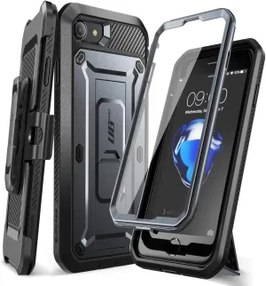SUPCASE Unicorn Beetle Pro Series Full-Body Rugged Holster & Kickstand Case with Built-in Screen Protector for 4.7-Inch iPhone SE 7/8 (2020), Black
