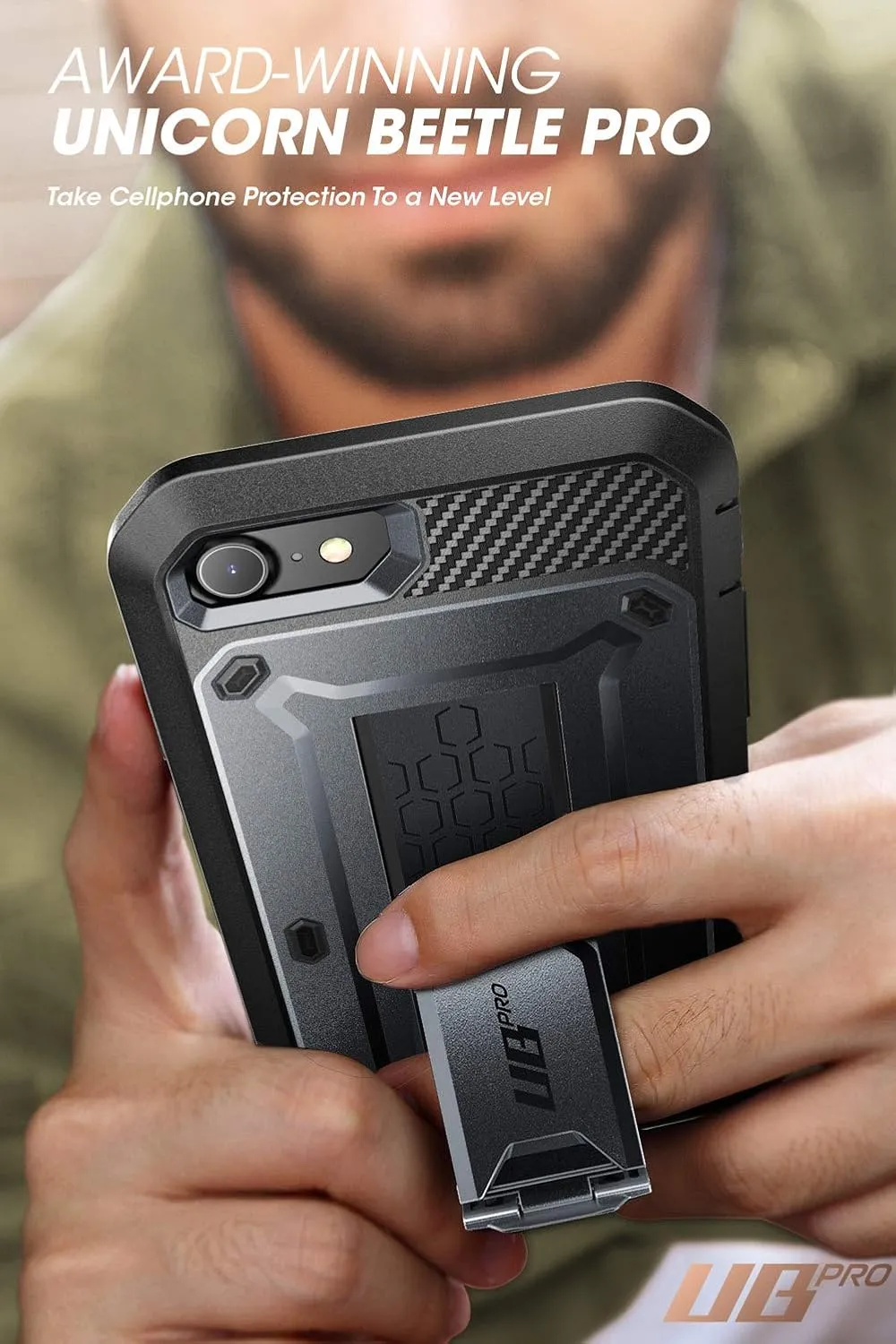 SUPCASE Unicorn Beetle Pro Series Full-Body Rugged Holster & Kickstand Case with Built-in Screen Protector for 4.7-Inch iPhone SE 7/8 (2020), Black