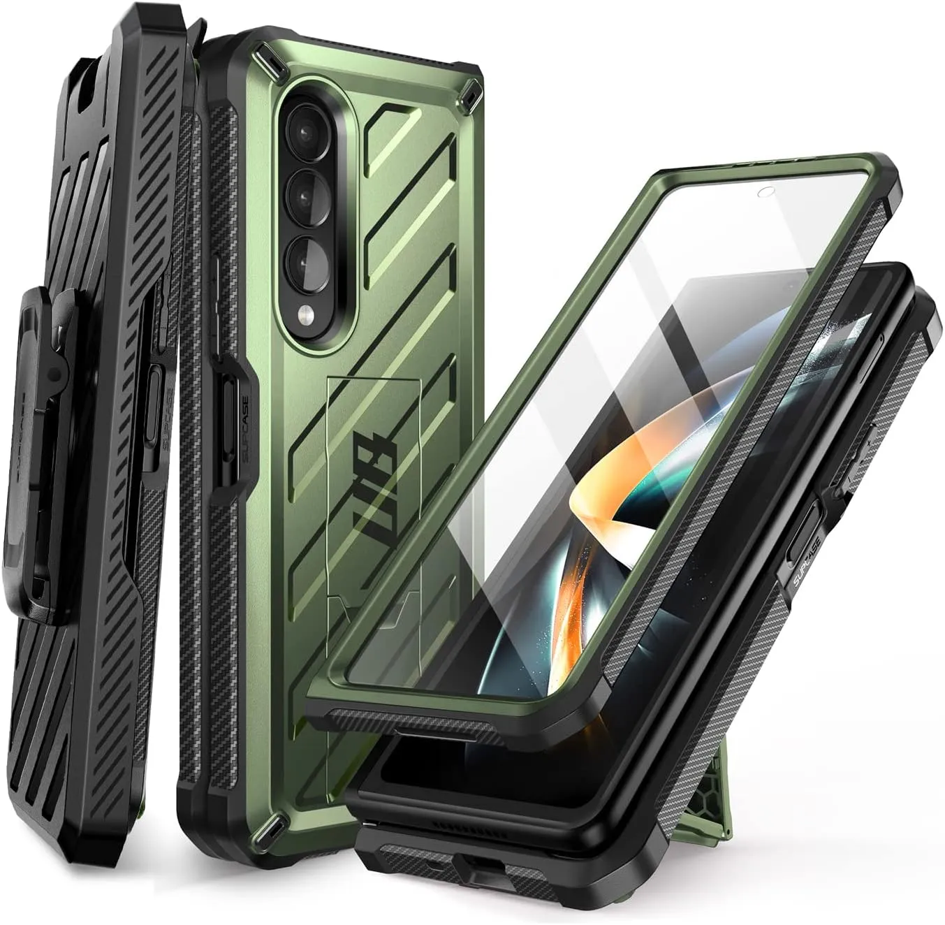 SUPCASE Unicorn Beetle Series Kickstand Protective Case for 7.6-Inch Samsung Galaxy Z Fold 4 (2022), Dark Green
