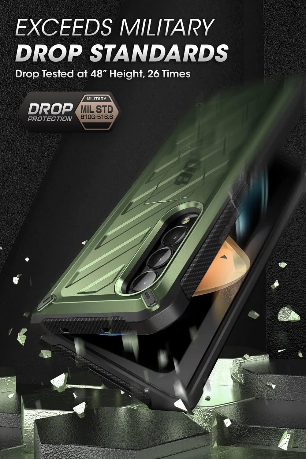 SUPCASE Unicorn Beetle Series Kickstand Protective Case for 7.6-Inch Samsung Galaxy Z Fold 4 (2022), Dark Green
