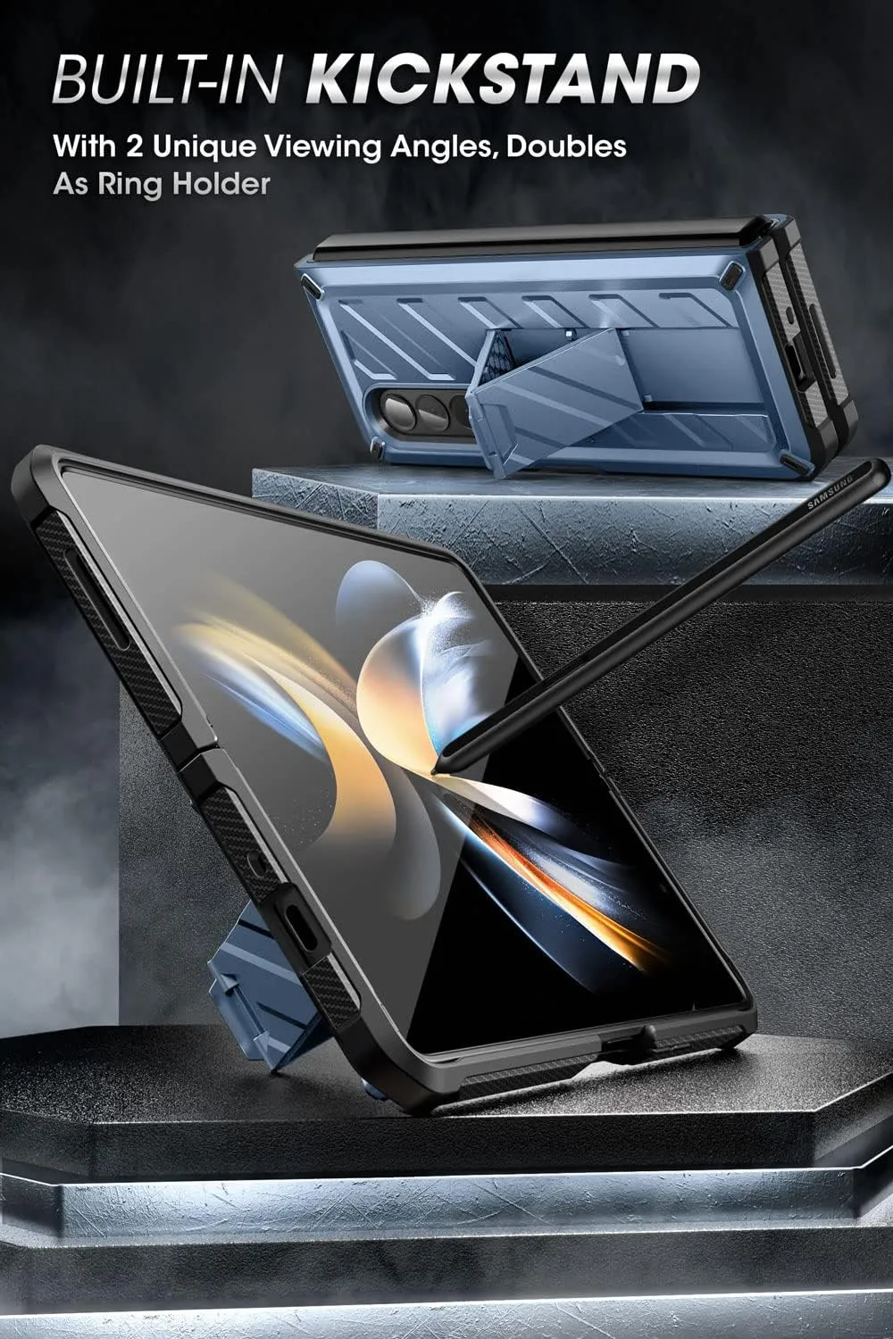 SUPCASE Unicorn Beetle Series Kickstand Protective Case for 7.6-Inch Samsung Galaxy Z Fold 4 (2022), Metallic Blue