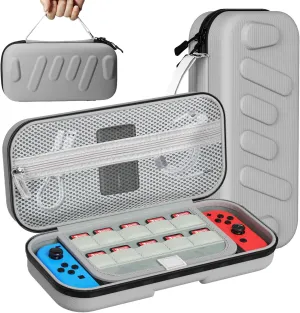 Switch Carrying Case Compatible with Nintendo Switch & Switch OLED, Portable Switch Travel Carry Case, Protective Hard Shell Pouch with Pockets for Accessories and Games (Grey03)