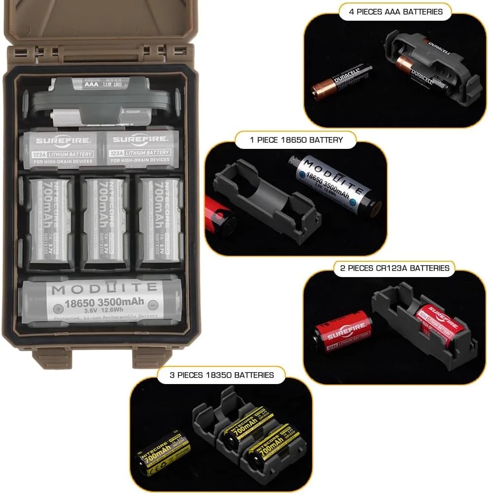 Tactical Modular Battery Storage Organizer, MOLLE Military Hunting Vest Carry 18650/AAA/CR123A/18350 Battery Box Holder Case