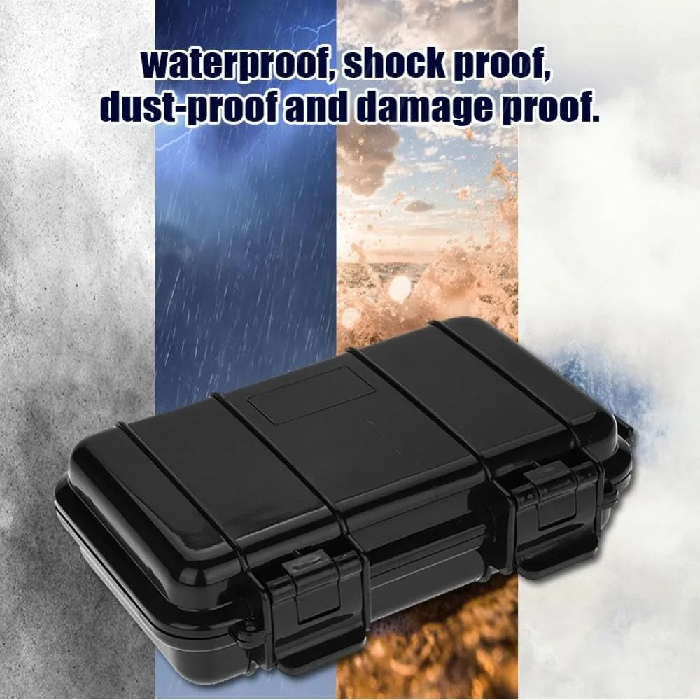 Tbest Outdoor Waterproof Shockproof Airtight Survival Box Storage Container Case Carry Box Black Dry Storage Box for Fishing Camping Hiking Outdoor Activities