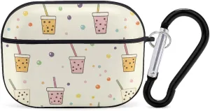 Tea Drink Pattern Earbud Case Bluetooth Headphone Case Full Protective Case with Keychain Compatible with Airpods Pro Black-Style