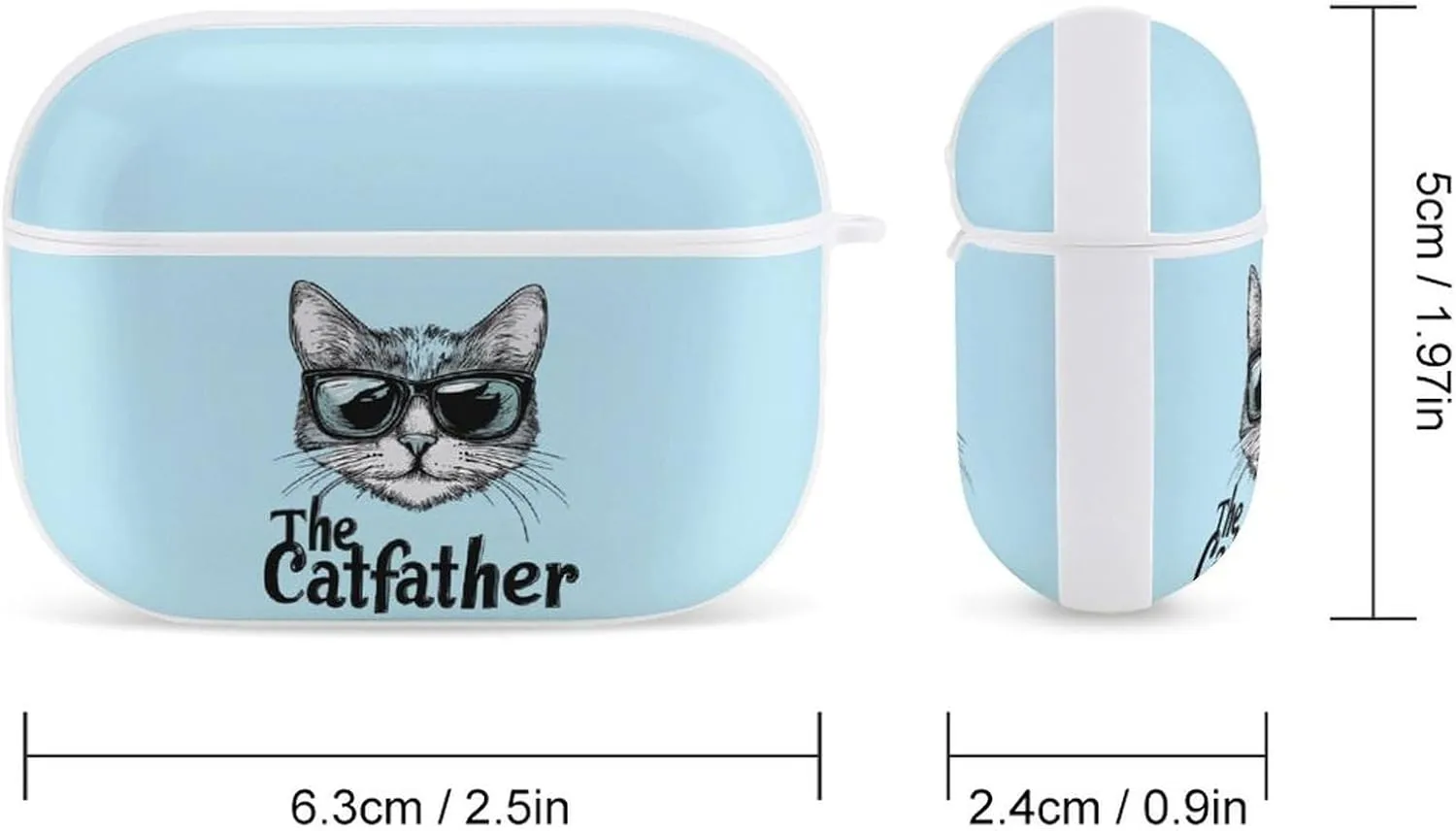 The Catfather Cat Father Dad Earbud Case Bluetooth Headphone Case Full Protective Case with Keychain Compatible with Airpods Pro White-Style