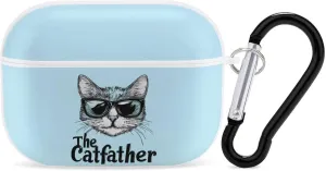 The Catfather Cat Father Dad Earbud Case Bluetooth Headphone Case Full Protective Case with Keychain Compatible with Airpods Pro White-Style